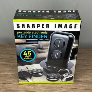🐼 3/$25 NWT Sharper Image Black Portable Electronic Key Finder with Two Fobs
